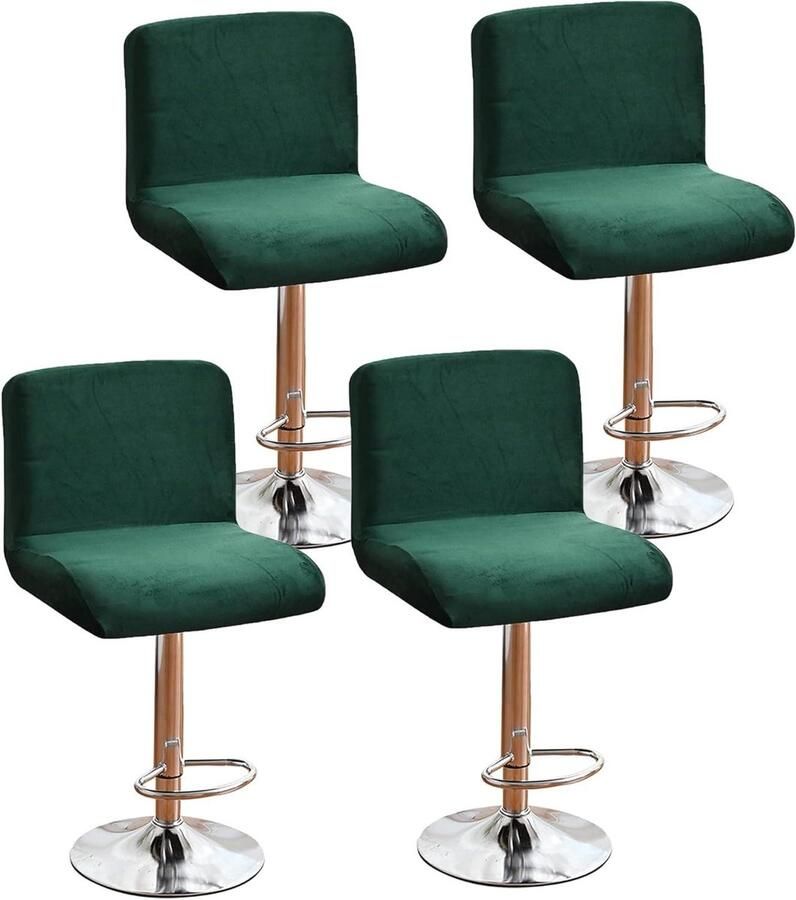 JGS Premium Set van 4 barkrukhoezen Afneembare kruk kussen Stretch stoelhoes Eetkamerstoel beschermer Groen