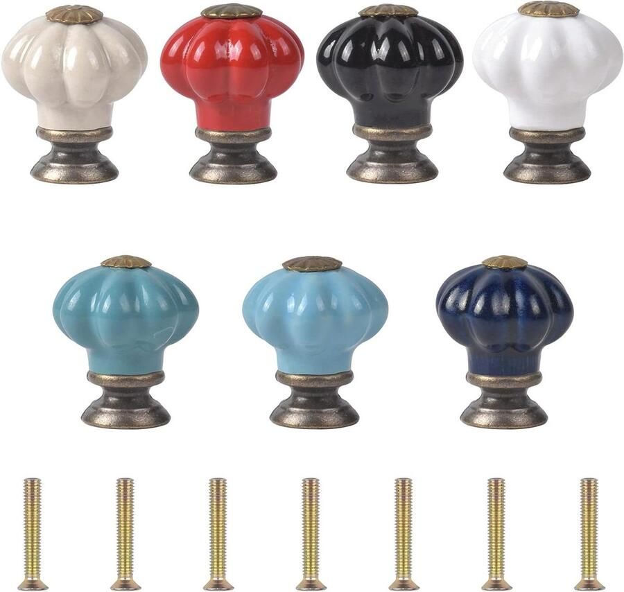JGS Premium Set van 7 keramische deurknoppen 23mm Kastgrepen Meubelknoppen Vintage Keramische knoppen voor keukenkasten Kastknoppen handgrepen Commode kast_estimate