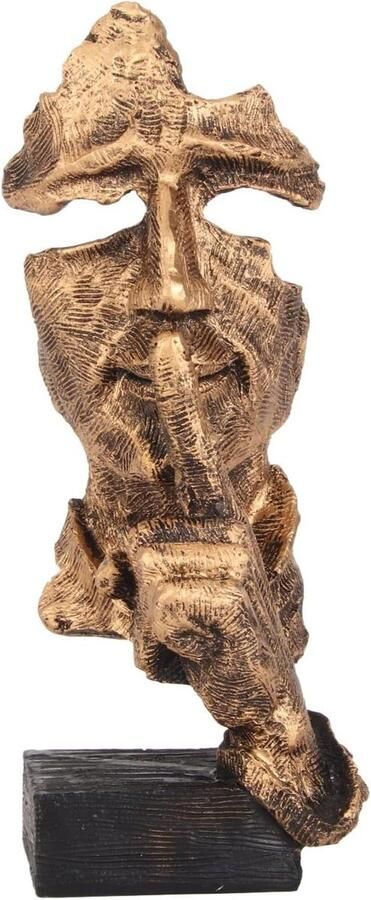 JGS Premium Silence Is Gold Denker Beeld in Antieke Afwerking voor Kantoor Bibliotheek en Thuisdecoratie met Zoekwoord 1 en Zoekwoord 2. Perfect voor Woonkamer en Boekenplank