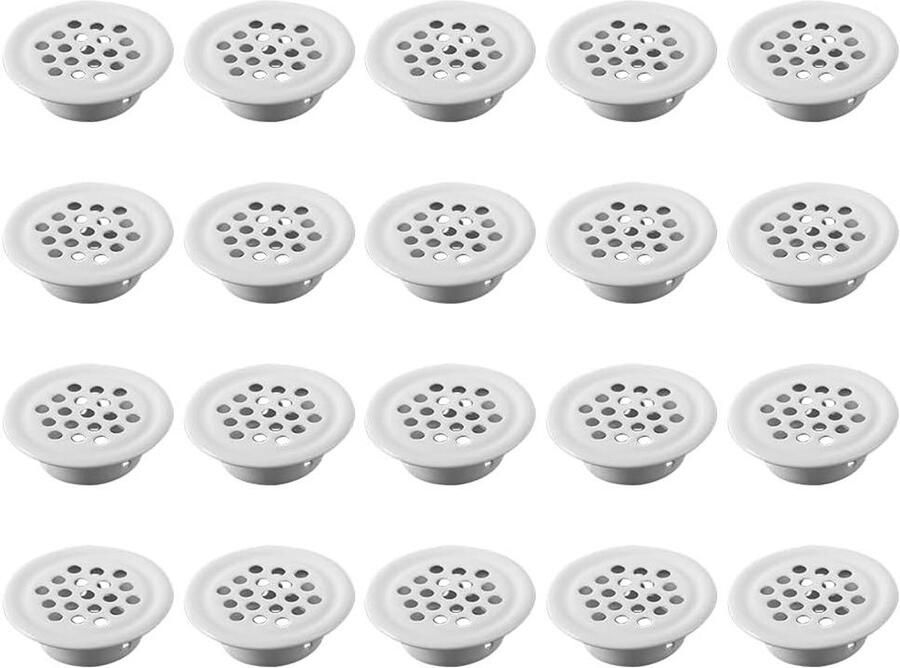 JGS Premium Stainless Steel Air Vents 20mm 20 stuks Ronde Ventilatieroosters voor Keukenkast Badkamerkast Kledingkast Schoenenkast Boekenplank