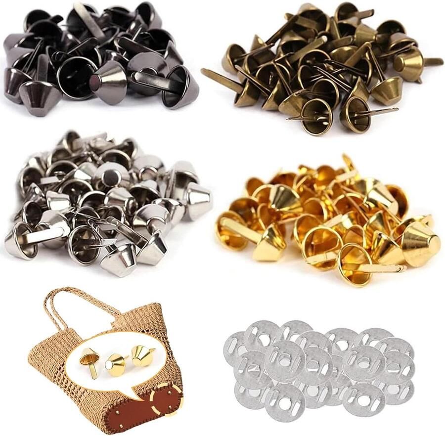 JGS Premium Standvoet 120 stuks voor handtassen en handwerk 12 mm Bruin goud zilver zwart