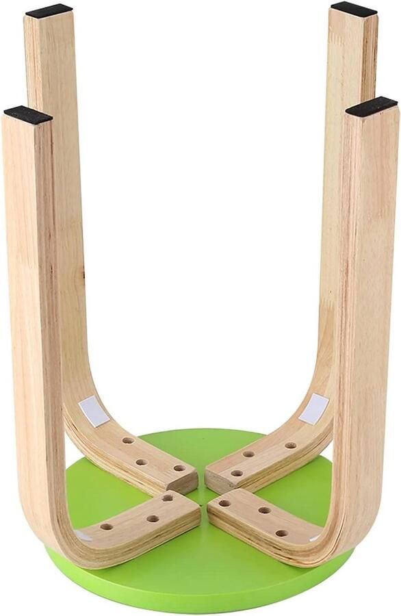 JGS Premium Stapelbare Kruk Snoepkleur Gebogen Hout Kinderkamer Decoratie met Antislip Vloerbescherming 15.8 x 45.5 cm (Groen)