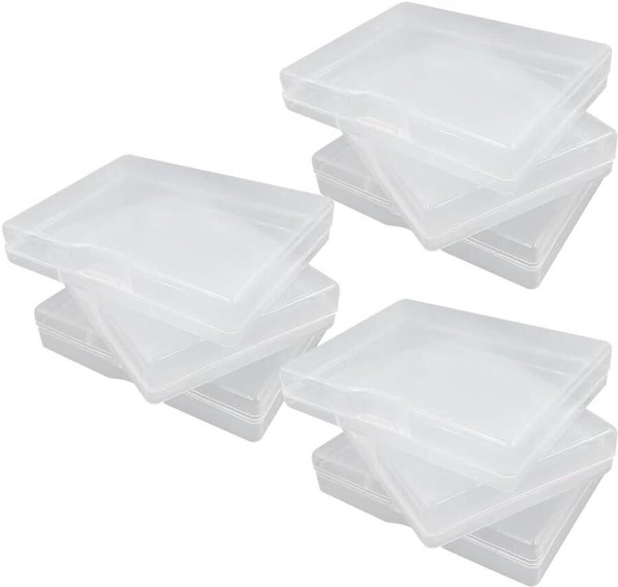 JGS Premium Transparante opbergdozen vierkant set van 9 stuks voor kralen en knutselspullen 9.2 x 6.5 x 1.5 cm