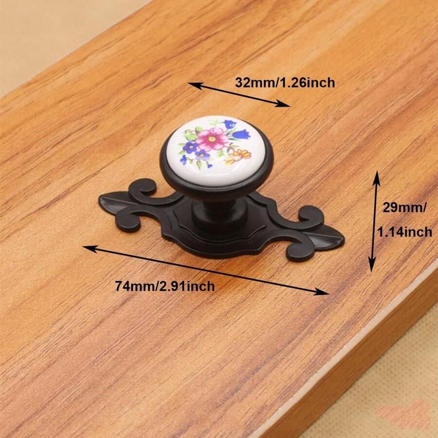 JGS Premium Vintage Keramieken Deurknoppen 8 Stuks Messing Bloemvorm Antieke Keramieken Knop voor Kast Ladekast Kastje