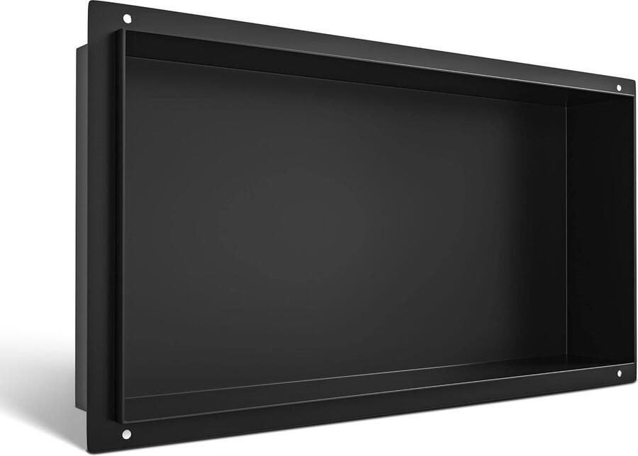 JGS Ruimtevriendelijke Inbouw Wandnis Douche Roestvrij Staal Randloos Opslag Rek voor Badkamer 60 x 30 cm Zwart