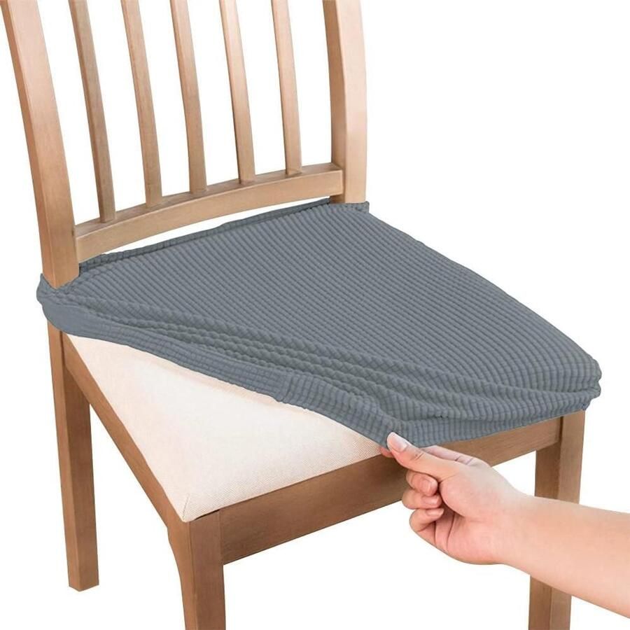 JGS Premium Waterdichte stoelhoezen 8 stuks Stretchbaar Afneembaar en wasbaar Jacquard kussen Stoelhoezen beschermer Feest Hotel Keuken Thuis Grijs