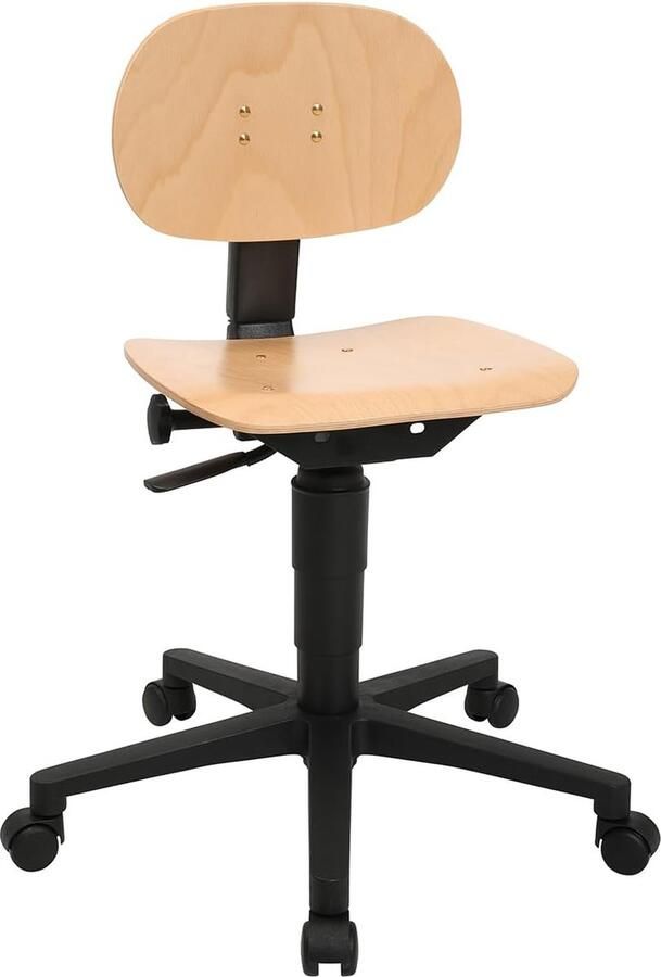 JGS Premium Werkdraaistoel Verstelbare Industriële Stoel Beukenhout