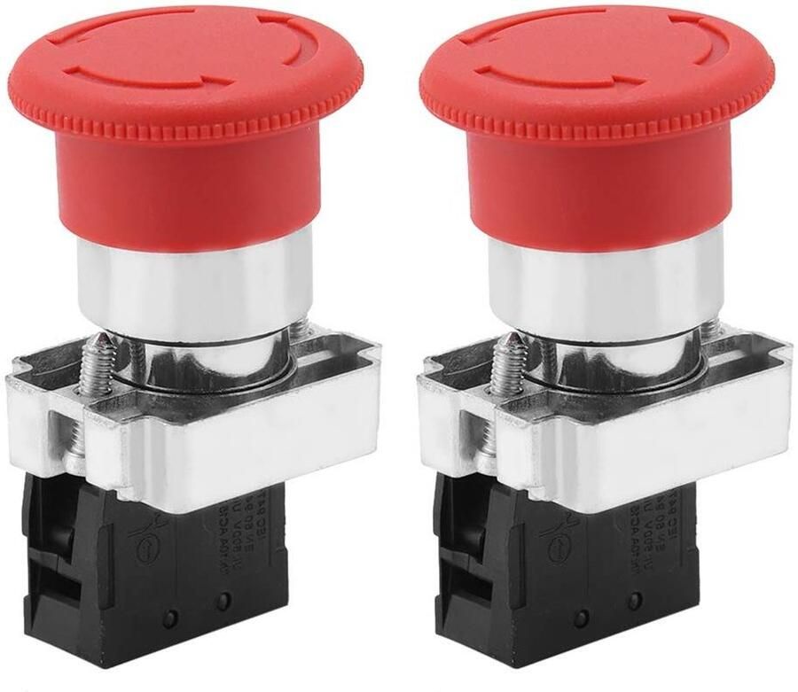 Titel: 2 stuks rode nood-uitschakelaar 22 mm Veiligheidsschakelaars met rode knop