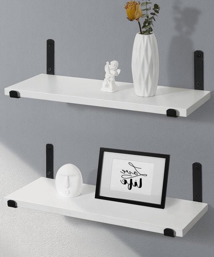 JGS Premium Zwevende houten wandplanken voor opslag en display in ruimtes Set van 2