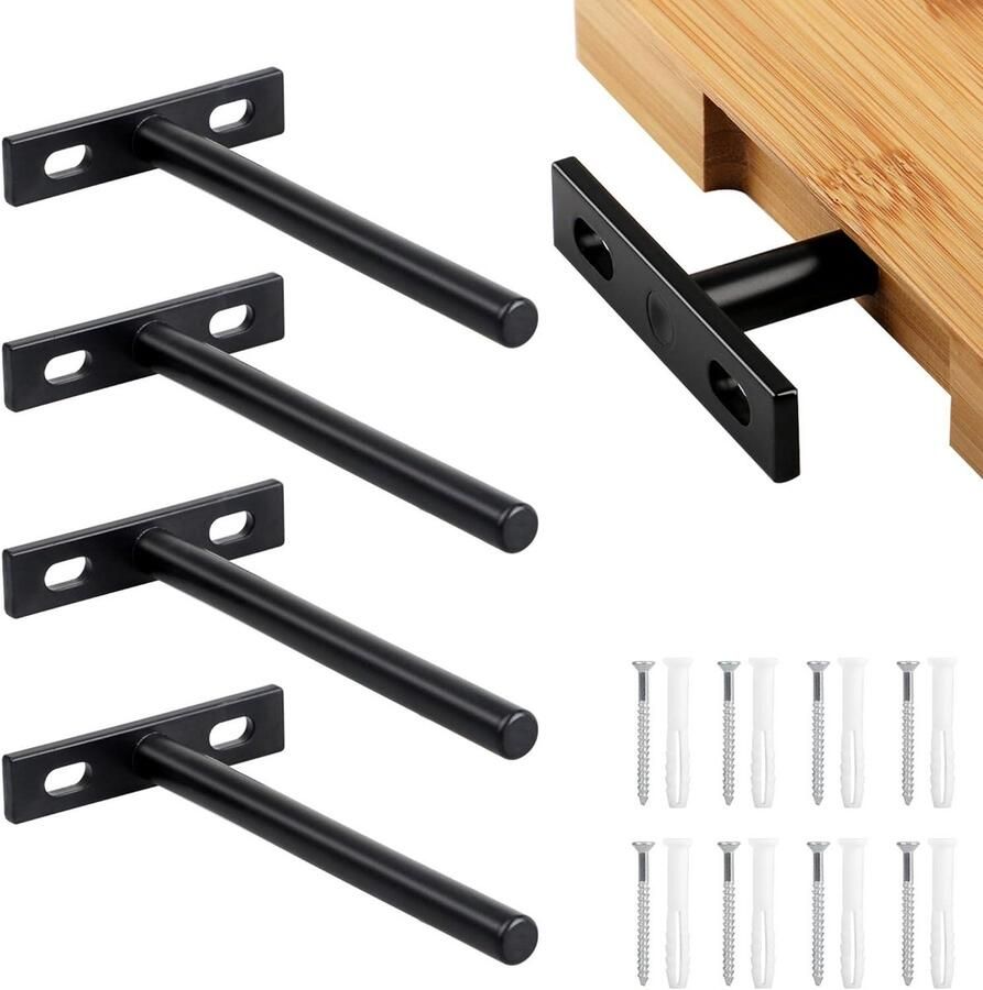 JGS Premium Zwevende Plankhouders Set van 4 Onzichtbare Plankdragers 5 inch Sterke Zwevende Plankbeugels