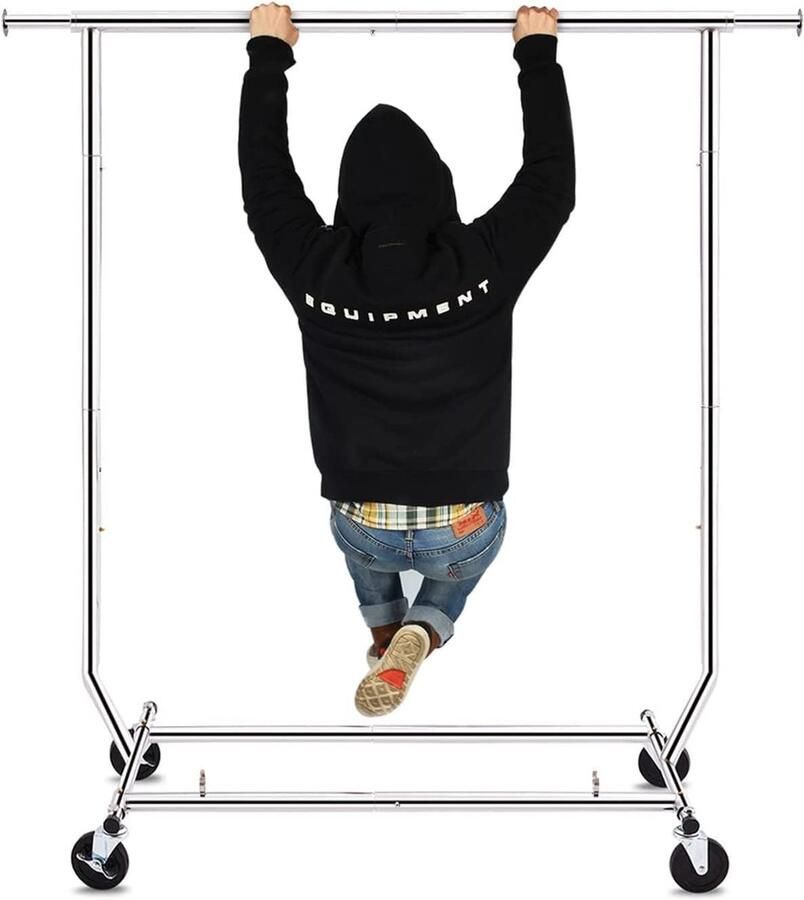 JGS Professionele Verrijdbare Kledingstandaard Hoog Draagvermogen Verstelbaar en Opvouwbaar Ideaal voor Winkels en Thuis