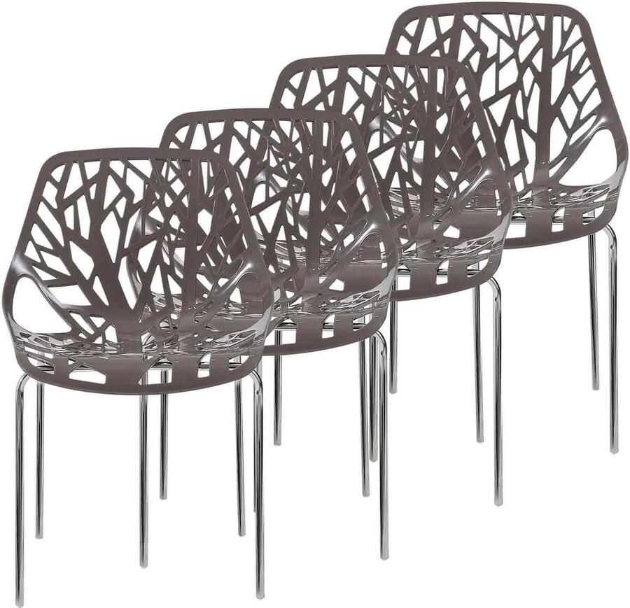 JGS Retro stoel voor eetkamer kantoor woonkamer lounge keuken kunststof met rugleuning in verschillende kleuren set van 4