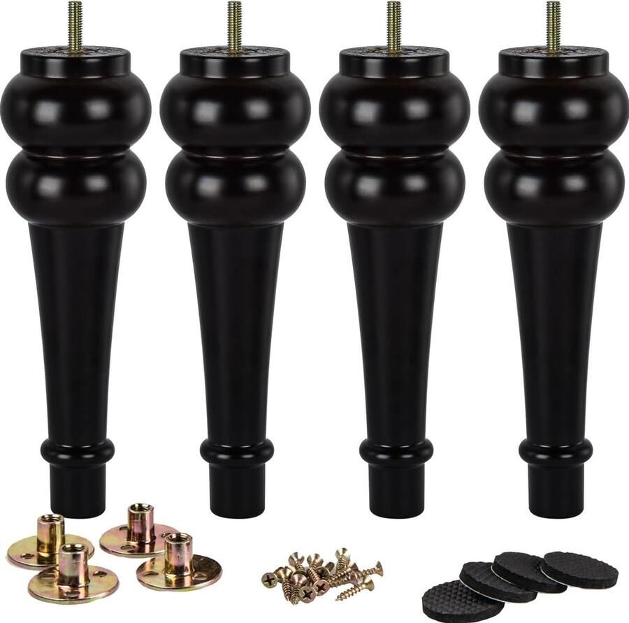 JGS Robuuste Houten Tafelpoot Set van 4 met Montageplaten en Schroeven voor Meubels