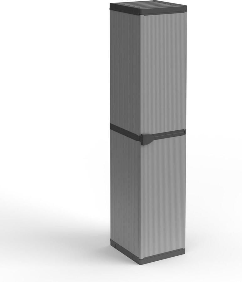 JGS Robuuste Modulaire Opbergkast van PVC en PP Geschikt voor Binnen en Buiten Grijs en Zwart 34 x 40 x 165 cm