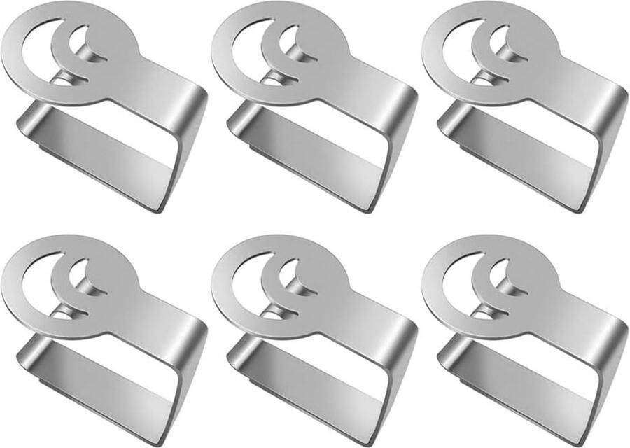 JGS Roestvrijstalen Tafelkleed Klemmen Set van 6 voor Buitenfeestjes