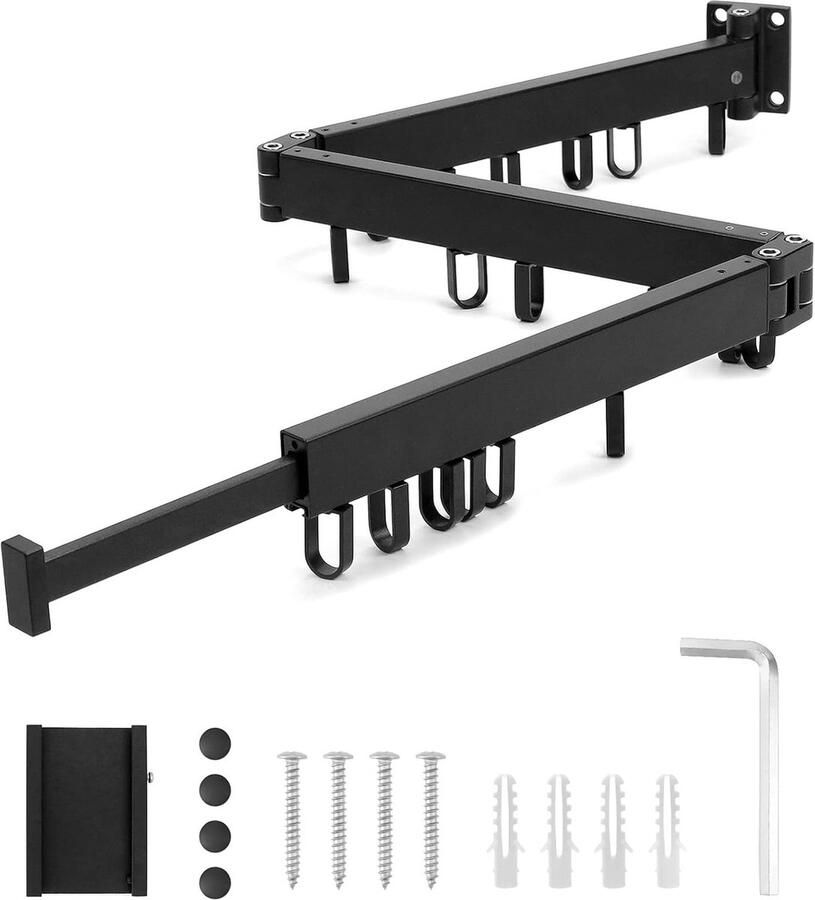 JGS Ruimtebesparende Opvouwbare Wandgemonteerde Kledingdroger voor Binnen en Buiten Gebruik