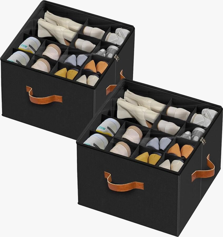 JGS Ruimtebesparende Schoenenorganizer met Transparante Deksel en Aanpasbare Vakken voor in de Kast