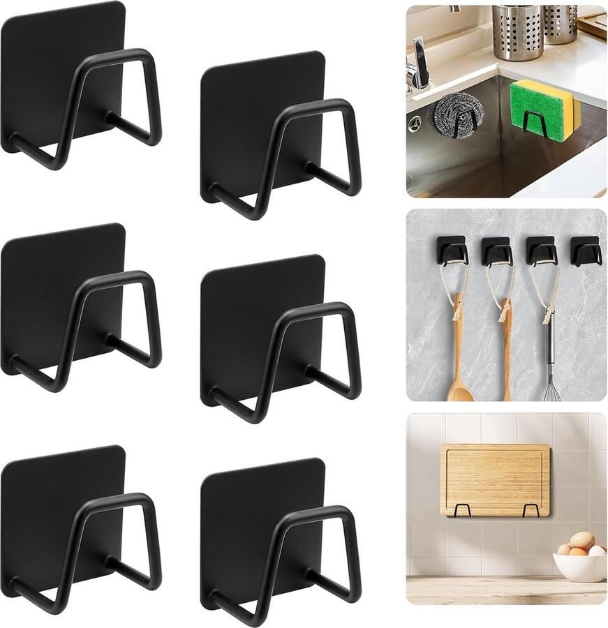 JGS Ruimtebesparende Sponshouder Set van 6 voor Keuken en Badkamer