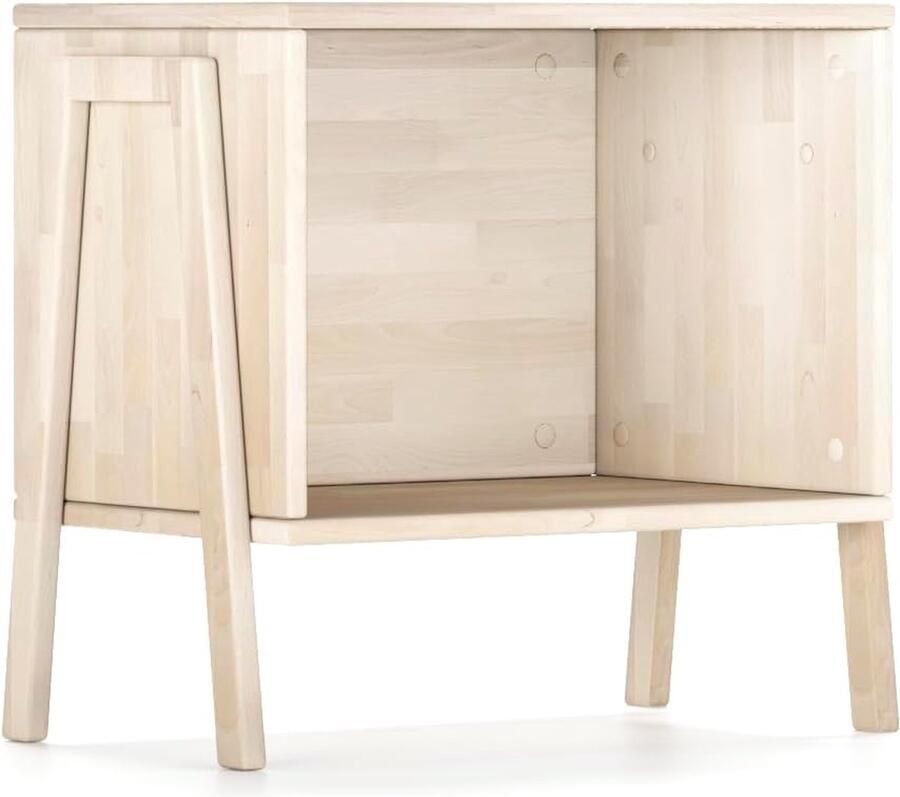 JGS Open nachtkastje gemaakt van massief berkenhout 52 x 56 x 35 cm Stijl nachtkastje klein nachtkastje bank gecoat met heldere natuurlijke olie nachtkastje plank