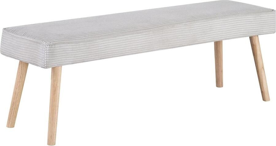 JGS Corduroy stoffen eetkamerbank 140 cm gevoerde houten bank voor eetkamer gang kledingkast met massief houten poten modern design grijs