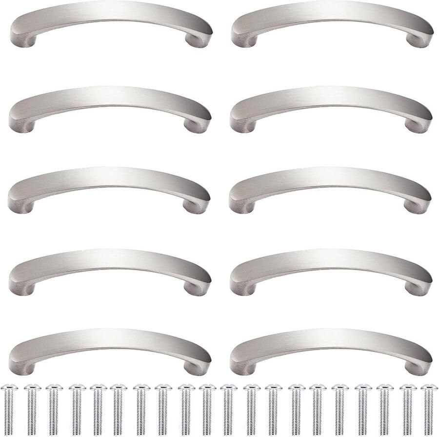 JGS Set van 10 Moderne Aluminium Meubelgrepen met 20 Schroeven voor Toepassingen