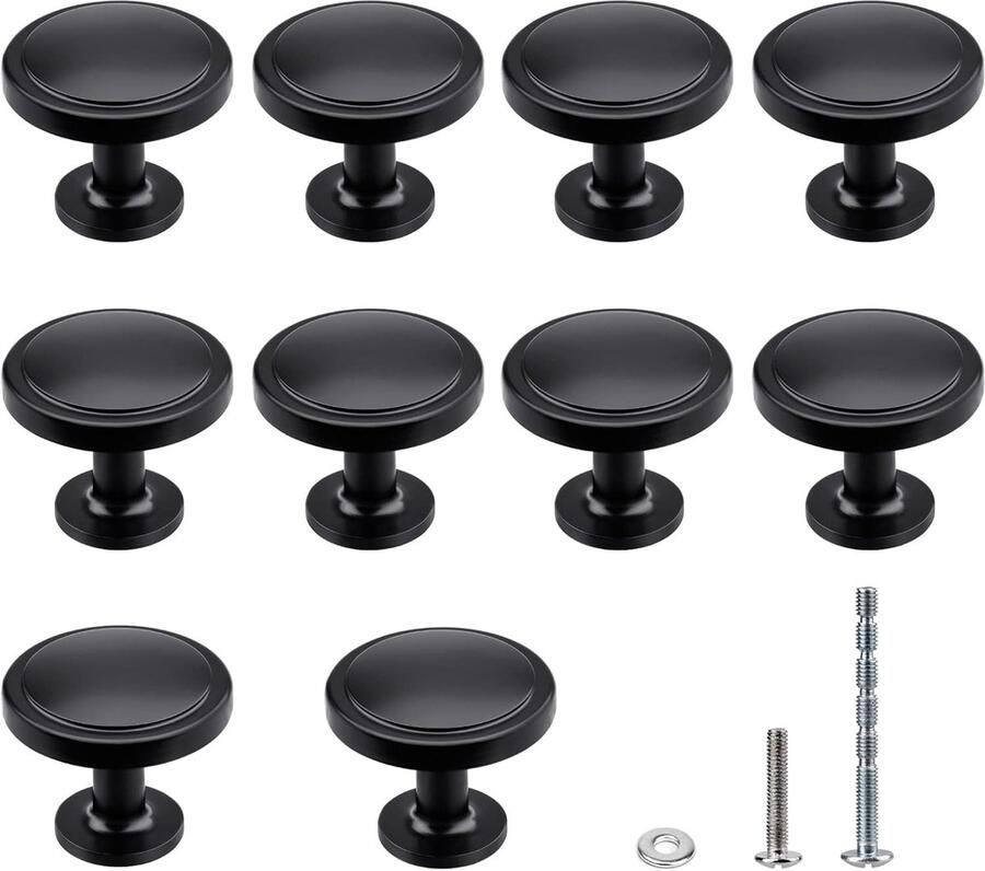 JGS Set van 10 Zwarte Meubelknoppen van Metaallegering voor Toepassingen in Huis