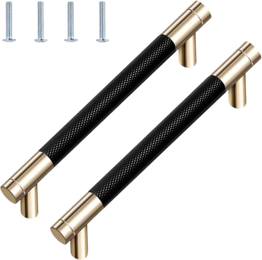 JGS Set van 2 Gouden Handgrepen voor Keukenkasten en Meubels met 192 mm Gatafstand