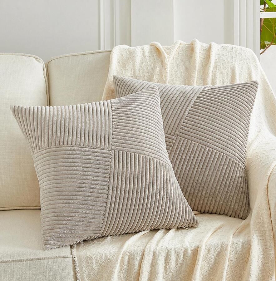 JGS Set van 2 Luxe Decoratieve Kussenslopen in Boho Stijl met Strepenpatroon voor Bank of Slaapkamer