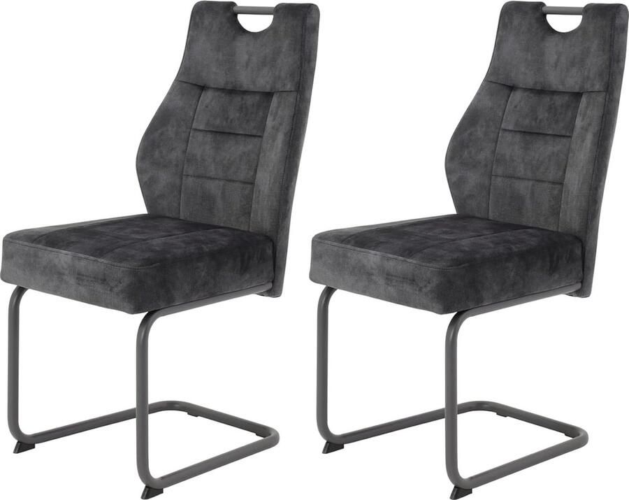 JGS Set van 2 Luxe Schommelstoelen 'Linda' in Microvezel Antraciet