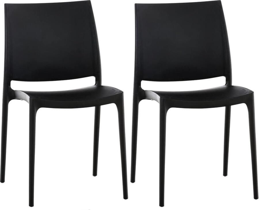 JGS Set van 2 Maya Tuinstoelen Weerbestendige Stapelbare Stoelen Zwart en belastbaar tot 130 kg