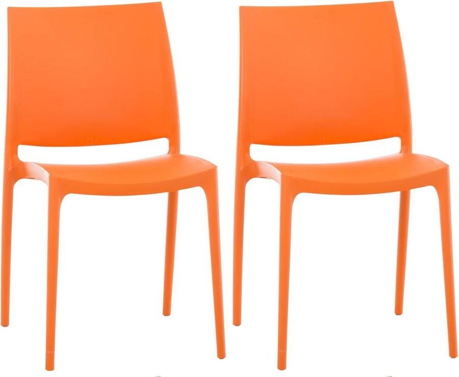JGS Set van 2 Weerbestendige Tuinstoelen Maya Stapelbaar en Belastbaar tot 130 kg Oranje