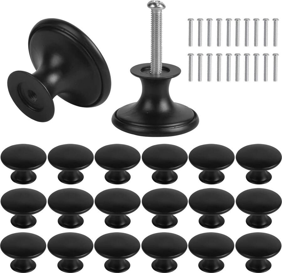 JGS Set van 20 Elegante Zwarte Knoppen voor Kasten en Meubels Tijdloze Design Knoppen voor Toepassingen