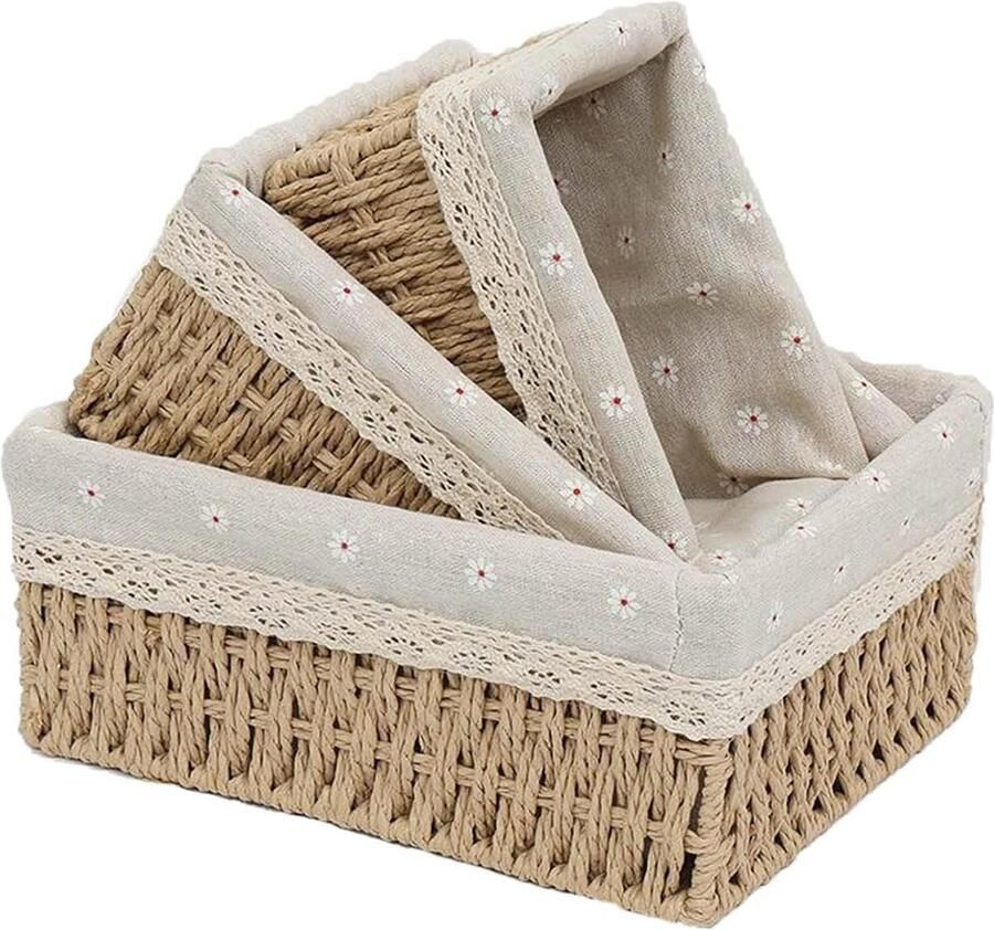JGS Set van 3 Gevlochten Opbergmanden voor Badkamer en Slaapkamer Organisatie