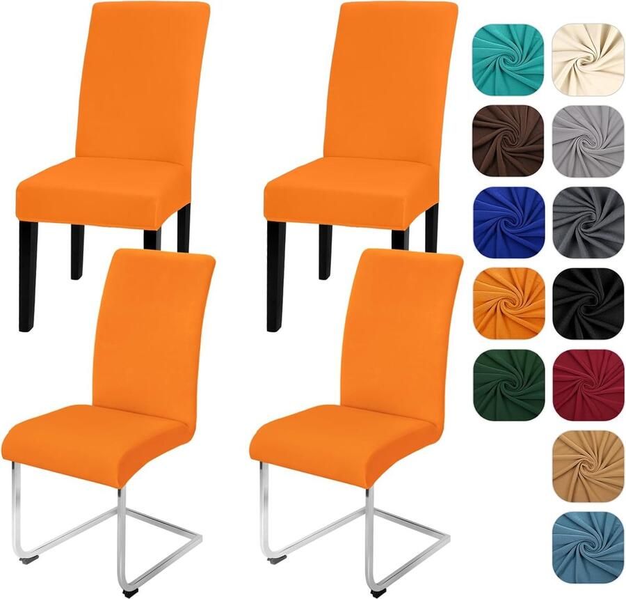 JGS Set van 4 Elastische Stoelhoezen voor Eetkamerstoelen Beschermende en Wasbare Stoelbescherming