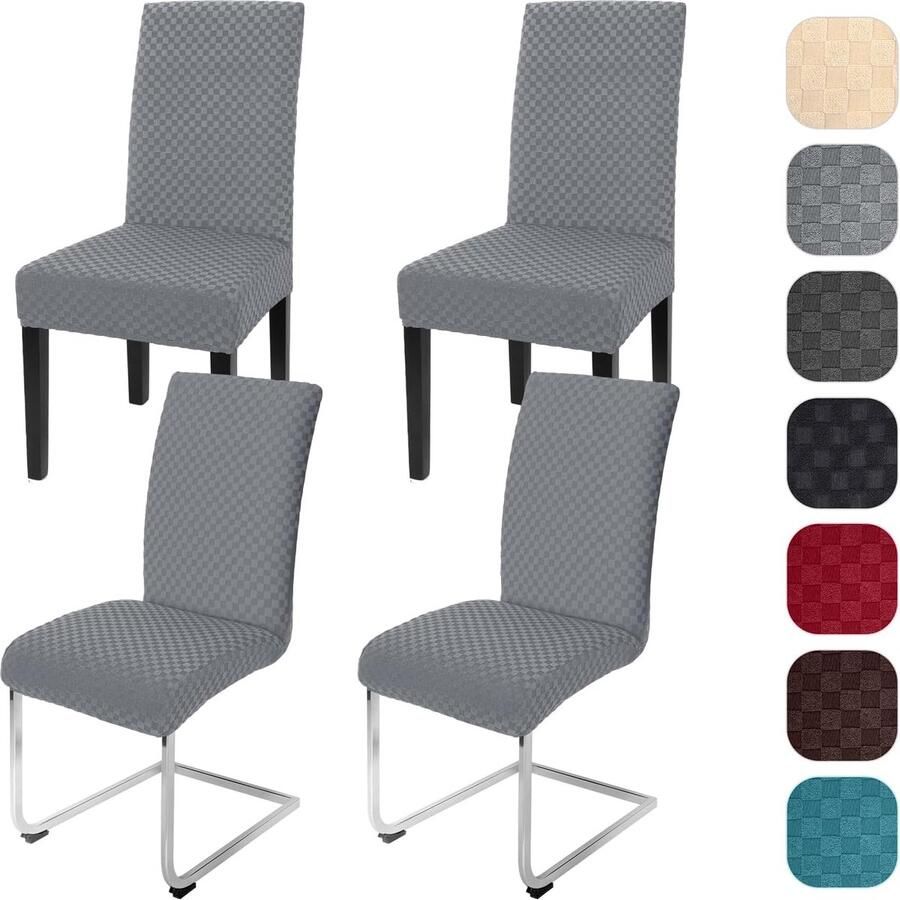 JGS Set van 4 Elastische Stoelhoezen voor Moderne Stoelen in Eetkamer of Restaurant