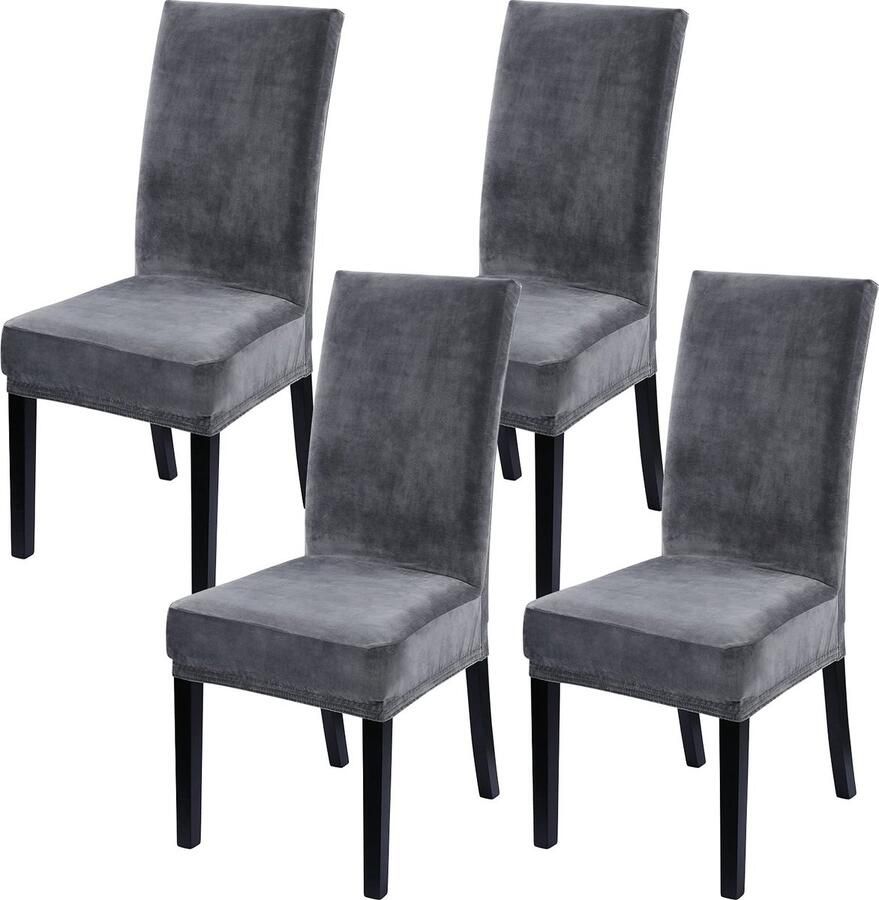 JGS Set van 4 Luxe Fluwelen Stoelhoezen voor Eetkamerstoelen in Elegante Stijl