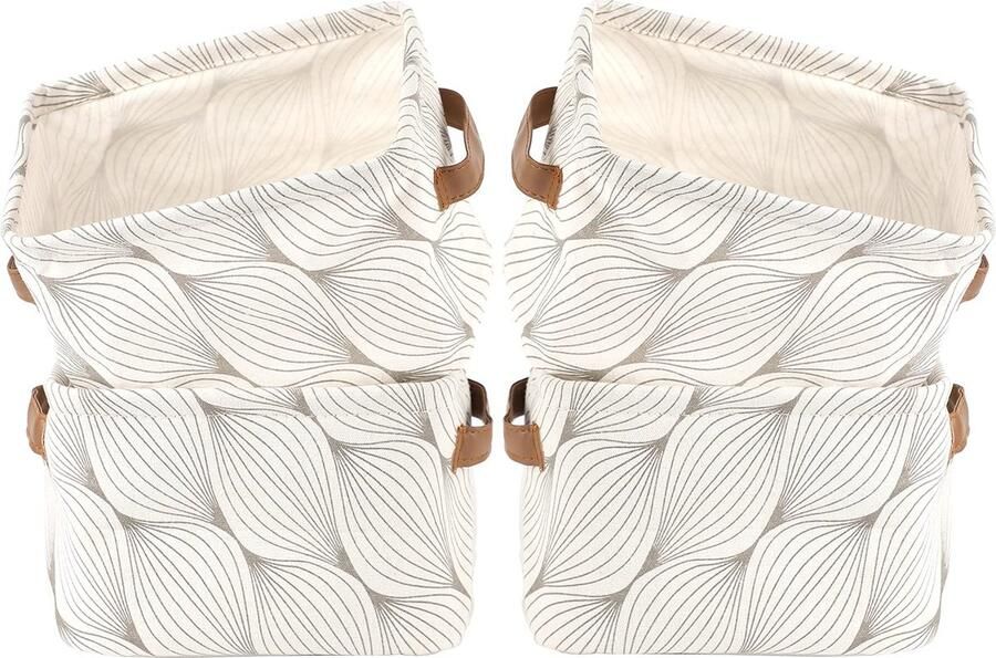 JGS Set van 4 Opvouwbare Stoffen Opbergmanden met Handgrepen voor Huishoudelijke Organisatie