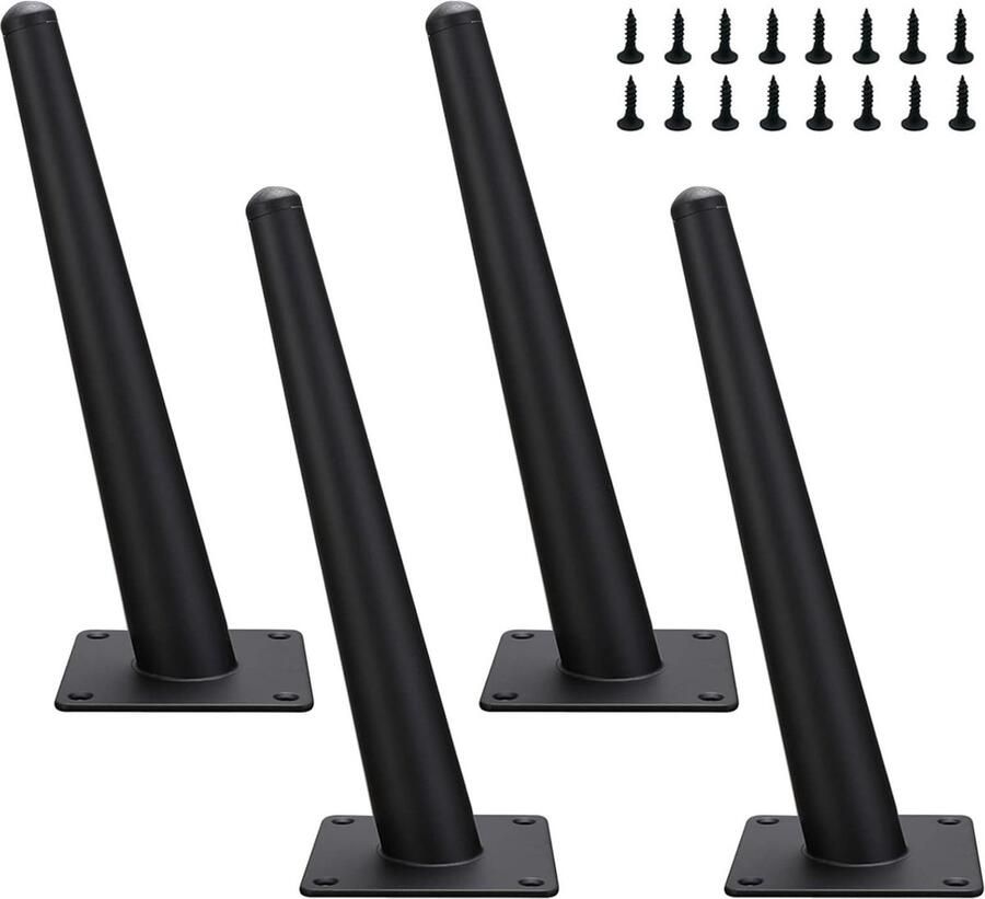 JGS Set van 4 Zwarte Metalen Meubelpoten voor Verschillende Meubeltoepassingen
