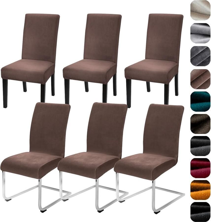 JGS Set van 4 6 Elastische Fluwelen Stoelhoezen voor Gelegenheden