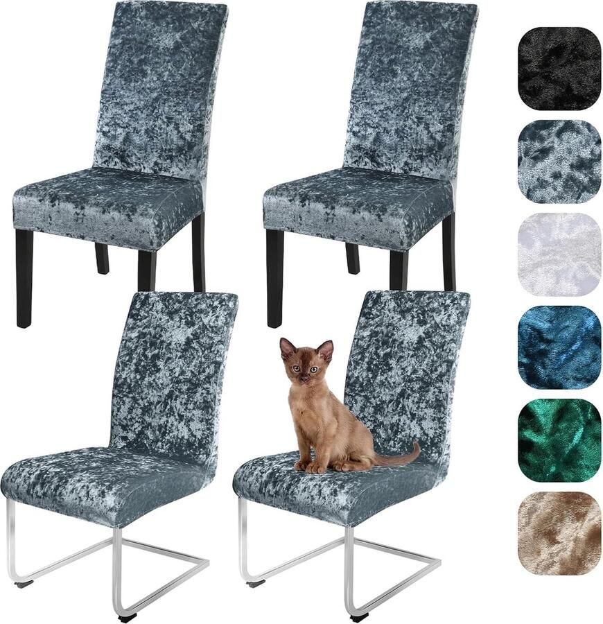JGS Set van 4 6 Luxe Fluwelen Stoelhoezen voor Eetkamerstoelen Bruiloft Feest