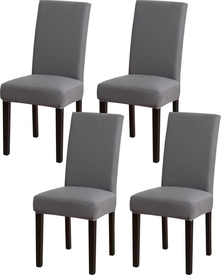 JGS Set van Vier Elastische Stoelhoezen voor Gelegenheden in Grijs