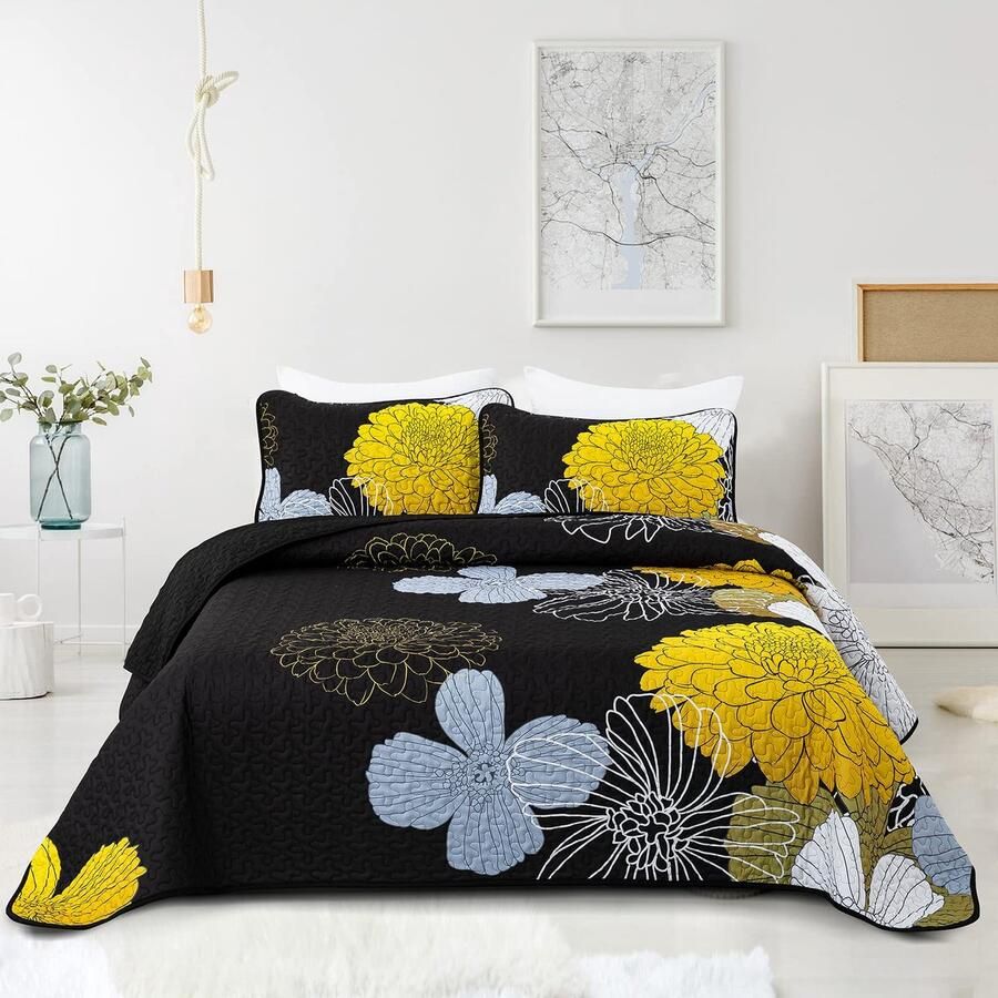 JGS Sfeervolle Zomersprei met Bloemenpatroon en Kussenslopen voor Tweepersoonsbed 220 x 240 cm