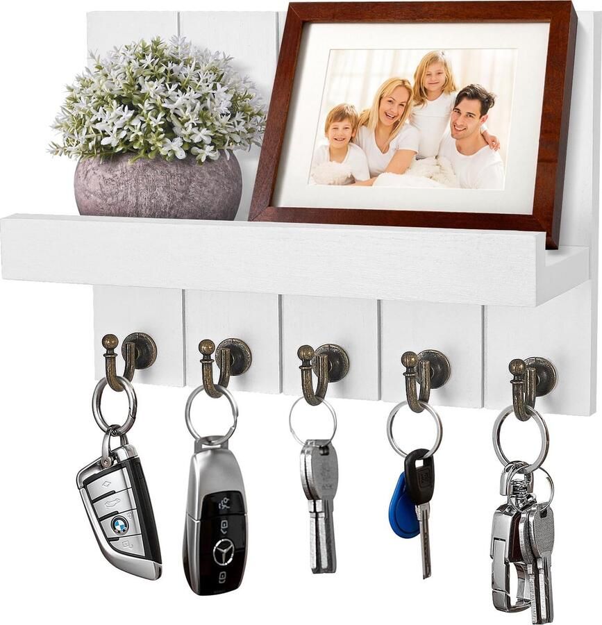 JGS Sleutelhouder met Plank en Decoratief Wandrek voor Ruimtes in Huis