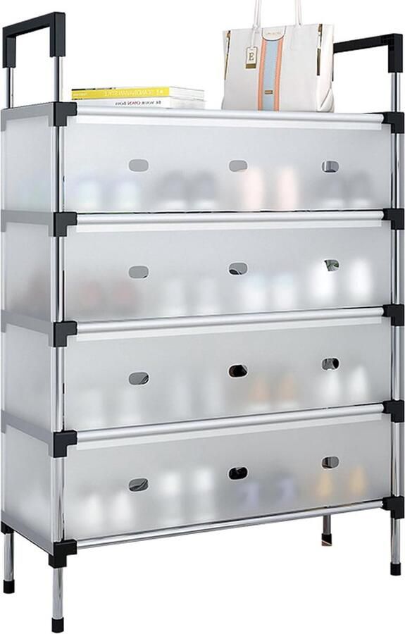 JGS Slim en Ruim Schoenenrek met Vijf Lagen voor Entree en Hal in Elegant Wit Design