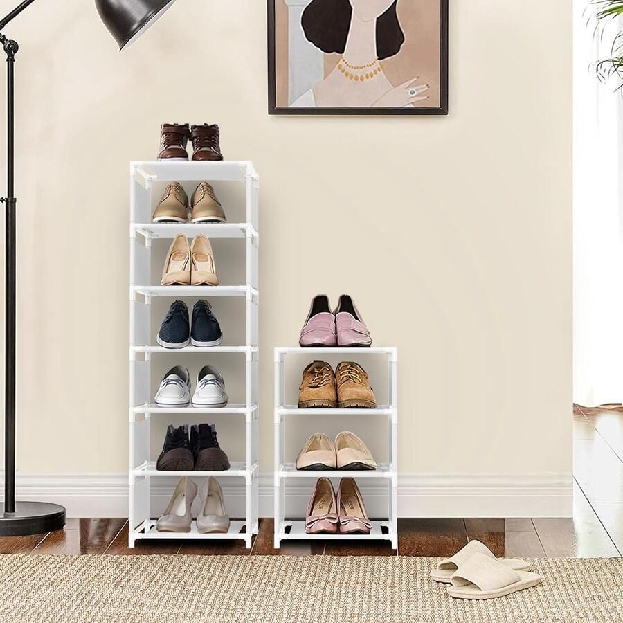 JGS Smal en Hoog Schoenenrek met 10 Verdiepingen voor Ruimtebesparing en Opslag van Schoenen