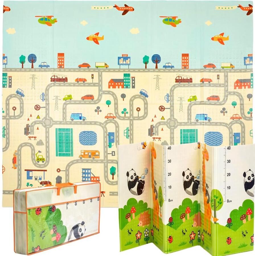 JGS Speelmat voor Kinderen met Dubbelzijdig Ontwerp en Verschillende Patronen