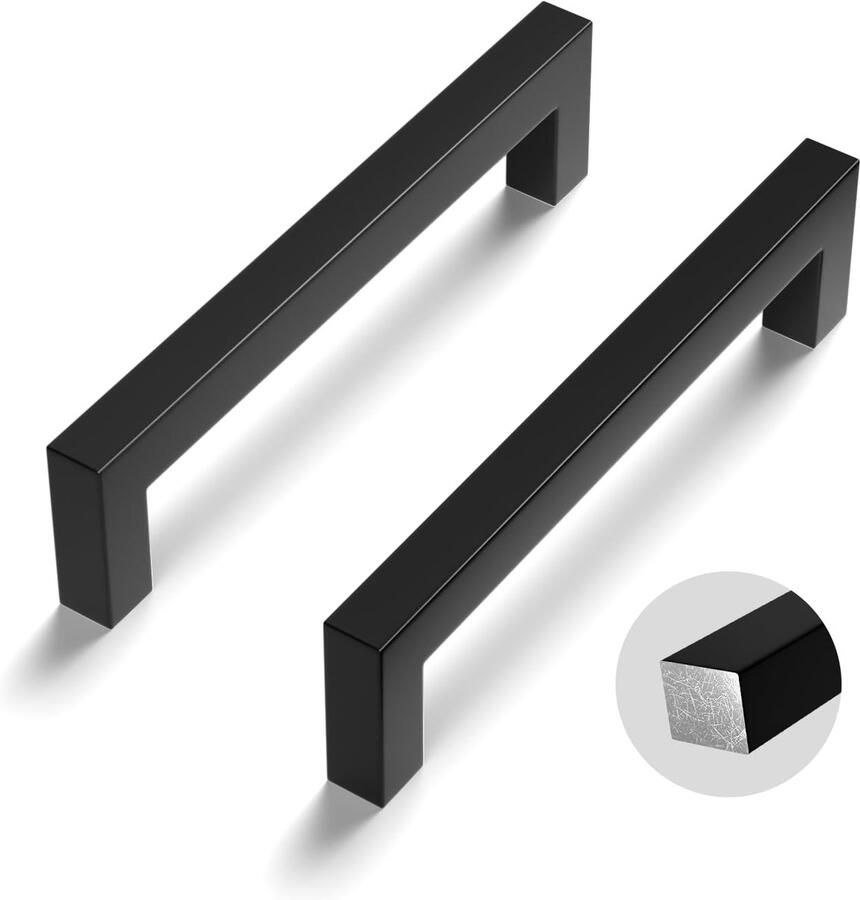 JGS Moderne Zwarte Kastgrepen Set van 12 met 96 mm Gatafstand voor Keukens en Meubels