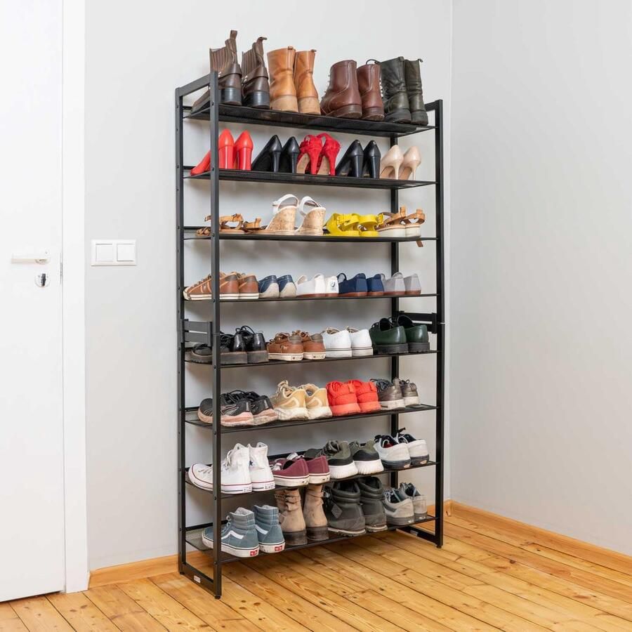 JGS Stijlvol en Ruimtebesparend Schoenenrek met 8 Niveaus en Stapelbare Opties voor Elk Huis