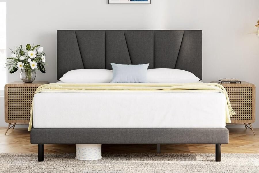 JGS Stijlvol Gestoffeerd Bedframe met Opbergruimte en Verstelbare Hoofdbord