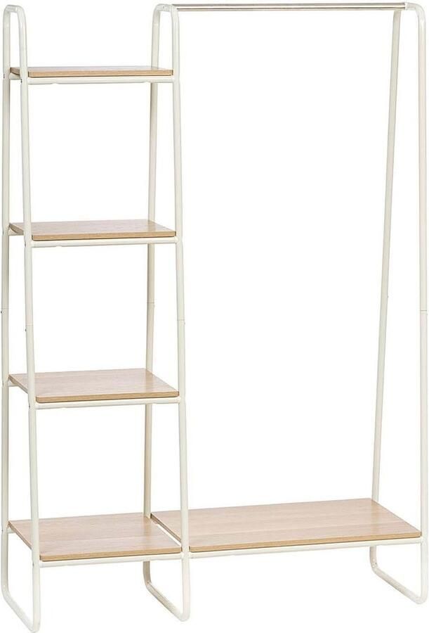 JGS Stijlvolle Kledingstandaard met Houten Plank en Metaalframe voor Elke Kamer